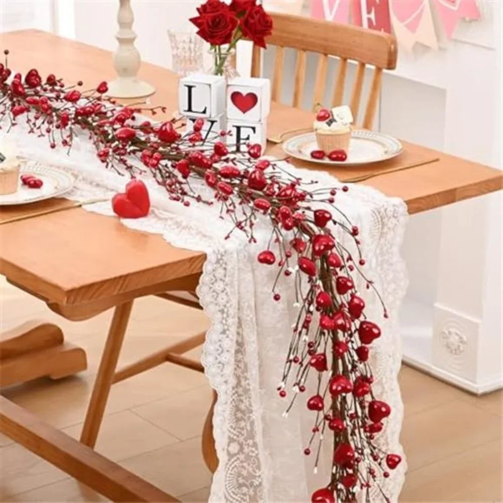 6 Ft Valentine's Day Garland for Mantel, Valentines Day Centerpiece for Table